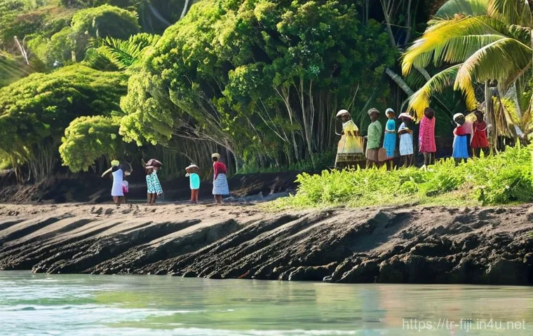 피지의 환경 보호 정책 - **Prompt: Coastal Resilience and Community Action in Fiji**
A vibrant, sun-drenched scene in a c...