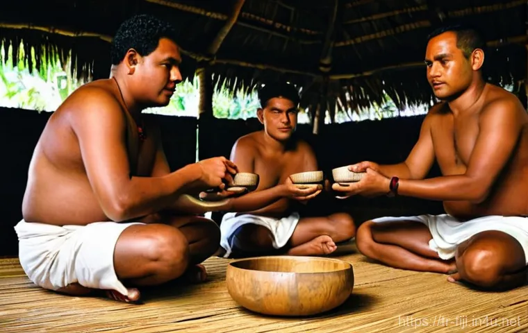 피지 여행 중 금기사항 - **Fijian Village Welcome Ceremony:** "A group of respectfully dressed tourists, comprising men and w... 피지 여행 중 금기사항 - **Fijian Village Welcome Ceremony:** "A group of respectfully dressed tourists, comprising men and w...