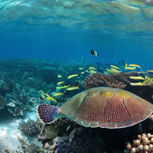 Home 20 피지의 희귀 동식물 - **Vibrant Underwater Coral Kingdom of Fiji:** A breathtaking wide-angle shot of a pristine, thriving...